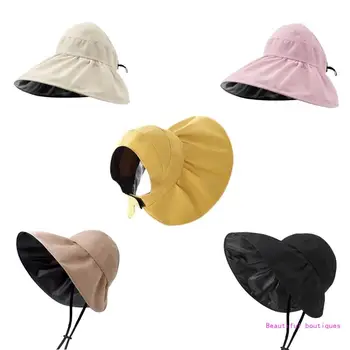 Складные Солнцезащитные Козырьки, Шляпы для Женщин, Пляжная Шляпа с Широкими Полями UPF50 +, Защита от Солнца, Прямая поставка