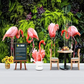 Изготовленная на Заказ 3D Фото Фреска Европейский Стиль Тропический Лес Банановый Лист Фламинго Современная Большая Фреска Спальня Гостиная Обои
