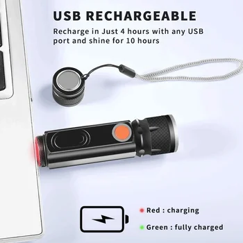 Встроенный аккумулятор Светодиодный фонарик USB Перезаряжаемый T6 COB Torch Zoom 5 режимов вспышки света Магнитное притяжение Водонепроницаемый Открытый Изображение 2