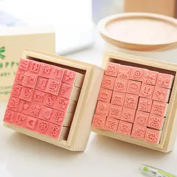 Низкая цена распродажа 25 штук в DIY diary Корейский резиновый штамп Японский милый журнал набор резиновых штампов мультфильм милый штамп 