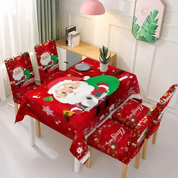 Рождественский чехол для стула, Классическая Скатерть со Снежинками Санта-Клауса, Водонепроницаемые Прямоугольные чехлы для обеденных столов, Принадлежности для Новогодних вечеринок