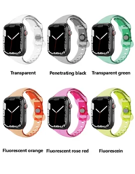 Прозрачный Ремешок для Apple Watch Series 8 7 6 5 Band 42 мм 38 мм из прозрачной резины Correa для Iwatch 7 6 5 4 3 44 мм 40 мм 41 мм 45 мм Изображение 2