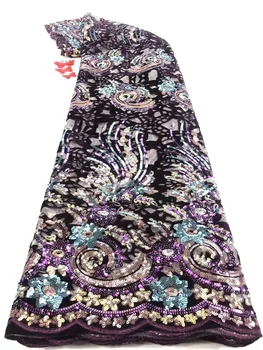 Африканская Сетчатая Кружевная Ткань 2021 Высококачественное Кружево С Блестками, Французская Кружевная Ткань, Нигерийское Сетчатое Кружевное Свадебное платье D4140 Изображение 2