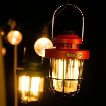 Кемпинг Портативный ретро Фонарь Винтажный Фонарь для освещения Палатки USB Перезаряжаемая Светодиодная лампа Подвесное Аварийное освещение Изображение 2