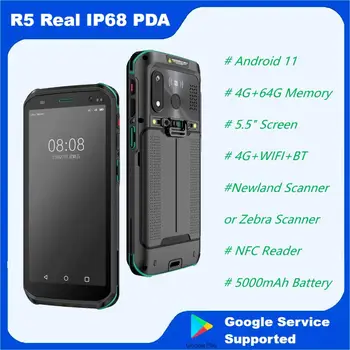 Высококачественный КПК Android 11, Прочный портативный терминал Android, 5,5-дюймовый 4-граммовый 64-гигабайтный 2D-сканер Newland Zebra, Настоящий коллектор данных IP68