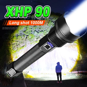 Новейший XHP90, самый мощный фонарик 18650, перезаряжаемый светодиодный фонарь, Тактическая вспышка, XHP70, Водонепроницаемый фонарь для кемпинга на открытом воздухе