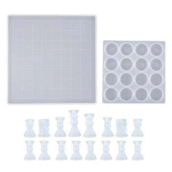Набор форм из смолы для шахматной доски 4XBF с шахматными фигурами, форма для шашек для семейной вечеринки