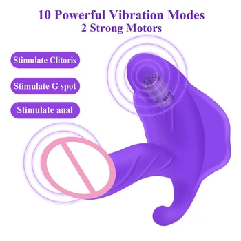 10 режимов вибрации с беспроводным пультом дистанционного управления, носимые трусики-вибратор для стимуляции точки G, клитора, вибрационная секс-игрушка в виде кролика Изображение 2