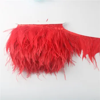 Лента из красных страусиных перьев 4-6 дюймов/10-15 см, декоративное изделие для вечеринок 