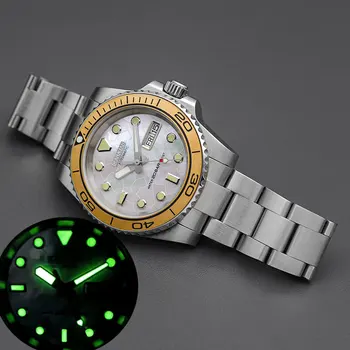 Современный дизайн часов с автоматическим механизмом NH36, сапфировым стеклом, нержавеющей сталью, водонепроницаемыми часами для дайвинга C3, светящимися 100-метровыми водонепроницаемыми часами для дайвинга
