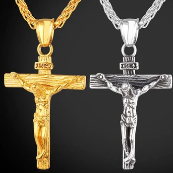 Религиозное ожерелье с крестом Иисуса для мужчин, модный и милый кулон с крестом на цепочке, ожерелье, ювелирные изделия, подарки для женщин в стиле панк Изображение 2