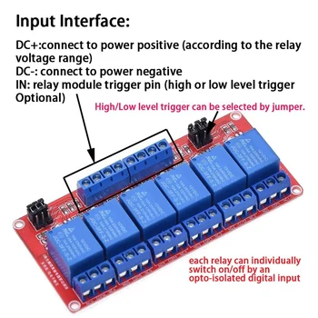 2 шт. Релейный модуль с оптроном Высокого/низкого уровня триггера для Arduino (12 В Реле 6 каналов) Изображение 2
