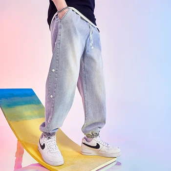 Новые Молодежные модные осенне-зимние джинсовые брюки корейских студентов 2022 года, Мужские Универсальные Свободные повседневные брюки Harun