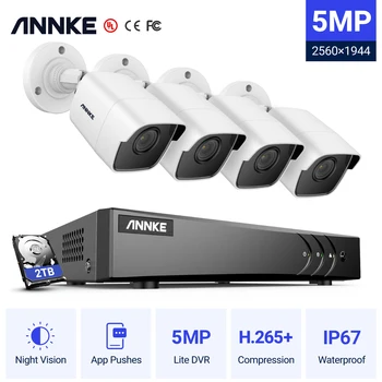 ANNKE 8CH 5MP Lite Система камер видеонаблюдения 5В1 H.265 + DVR С 4ШТ 5-Мегапиксельными Пуленепробиваемыми Камерами Безопасности CCTV Kit