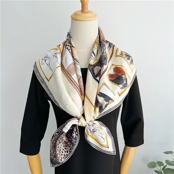 88 ×88 см 14 мм 100% Саржевый шарф из шелка тутового дерева для женщин, роскошный бренд, Квадратный размер, Дышащие шали с цифровым принтом на весну-осень