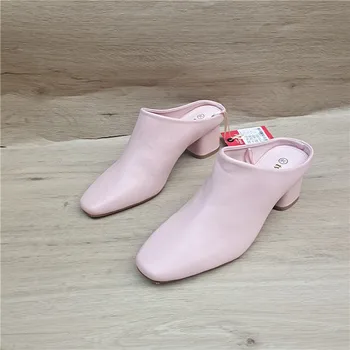 Женские туфли-лодочки Koovan / новинка 2021 года, мягкие женские тапочки на толстом каблуке, удобные женские туфли на высоком каблуке для отдыха, кожа
