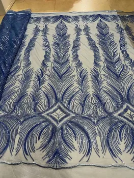 Африканские кружевные ткани С вышивкой пайетками, Новая Высококачественная Нигерийская Французская тюлевая Кружевная сетка, Сетчатое кружево Для свадебной вечеринки Изображение 2