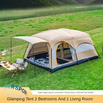 8-10 Человек, две гостиные, один зал, палатка для кемпинга, Переносной солнцезащитный крем, защита от дождя, Автоматические палатки быстрой установки, большое пространство
