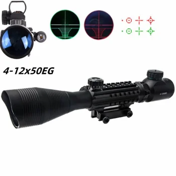 Прицел для прицеливания винтовки 4-12x50EG 4-12x50EG с подсветкой и Голографическим прицелом с 4 Визирами 20 мм на рейке Airsfot Wargame Hunting