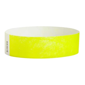 1000 шт Бумажных браслетов Неоновые браслеты для мероприятий Цветные браслеты Водонепроницаемые бумажные клубные повязки (желтые)