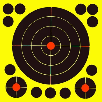 Самоклеящиеся брызги размером 8 x 8 дюймов (трехцветное воздействие) Мишени-наклейки для стрельбы (бычьи глаза) 10 шт. в упаковке Изображение 2