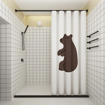 LIANGQI/Домашняя занавеска в стиле кофейного медведя с крючком, Водонепроницаемая занавеска для душа, Ванная комната, утолщенная ткань, защищающая от плесени, любой размер по индивидуальному заказу