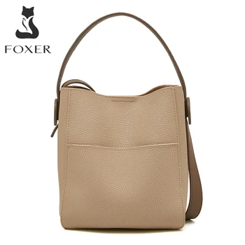 FOXER Женская сумка через плечо из спилка, Женская сумка-мессенджер Большой емкости, Стильная сумка Высшего качества, Элегантная сумка-тоут