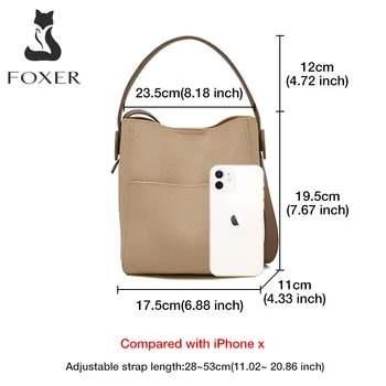 FOXER Женская сумка через плечо из спилка, Женская сумка-мессенджер Большой емкости, Стильная сумка Высшего качества, Элегантная сумка-тоут Изображение 2