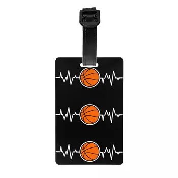 Изготовленная на заказ Бирка для багажа Heartbeat Basketball с именной карточкой, спортивная идентификационная этикетка для дорожной сумки, чемодана