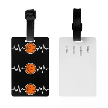 Изготовленная на заказ Бирка для багажа Heartbeat Basketball с именной карточкой, спортивная идентификационная этикетка для дорожной сумки, чемодана Изображение 2