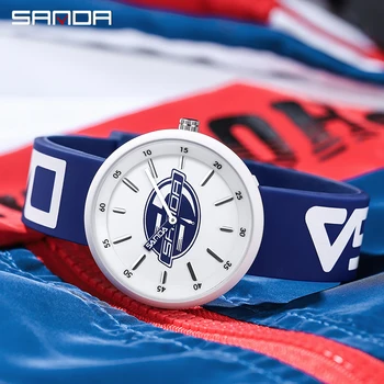 Спортивные часы SANDA, Мужские И женские Универсальные кварцевые часы, Лидирующий бренд, Часы с водонепроницаемым силиконовым ремешком, Роскошные Индивидуальные часы Reloj Изображение 2