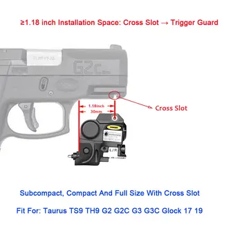 Мини Красный Зеленый Mira Laser Para Pistola Defensa Персональный Тактический Пистолет Фонарик для Taurus G2C TH9 9 мм TS9 Glock 17 19 Изображение 2