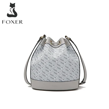 Бренд FOXER, Женская сумка через плечо из искусственной кожи с монограммой, Стильная женская универсальная сумка-ведро, Женская сумка-мессенджер на шнурке Изображение 2