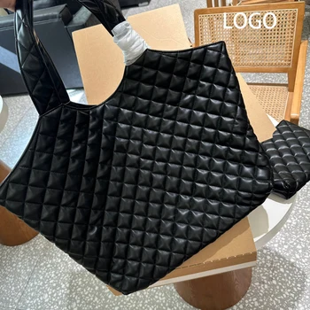 Ткацкий станок большой емкости, сумка для пригородных поездок на одно плечо, черная Модная кожаная сумка для мамы подмышками с ЛОГОТИПОМ