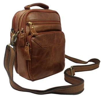 Модная многофункциональная кожаная сумка-мессенджер из натуральной кожи, мужская маленькая сумка через плечо, повседневная мужская сумка коричневого цвета