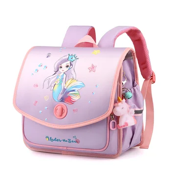 2023 Новая детская школьная сумка с героями мультфильмов для девочек, Рюкзаки для начальной школы 1-3 классов, детский водонепроницаемый школьный рюкзак с застежкой
