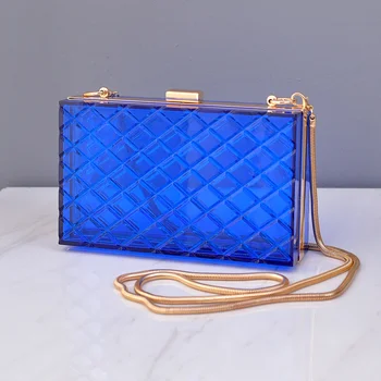 Синяя Квадратная сумка через плечо, Летний клатч-кошелек для женщин, Роскошные дизайнерские сумки с сетчатым рисунком, Прозрачная акриловая сумка через плечо