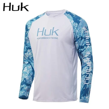 2023 HUK, Новая одежда для рыбалки, Мужская толстовка с длинным рукавом и защитой от ультрафиолета, дышащие топы, Летние рубашки для рыбалки Camisa Изображение 2
