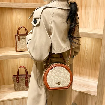 Большая Брендовая женская сумка 2023, Новая Легкая Роскошная Модная Универсальная круглая сумка через плечо, Ручная Маленькая круглая сумка Изображение 2
