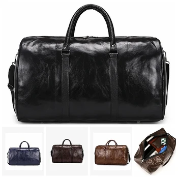 Дорожная сумка из искусственной кожи, Большая Спортивная сумка, Независимые Большие сумки для фитнеса, сумка для багажа, сумка на плечо, Черная мужская мода, молния
