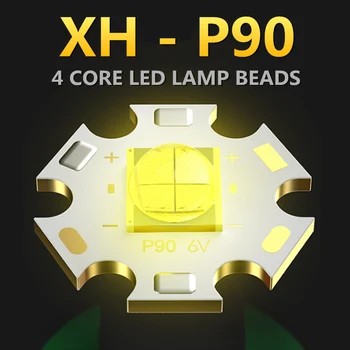 3 * XHP90 Светодиодный Мощный фонарик с Замком безопасности, Перезаряжаемый тактический фонарь с высоким Люменом, ручной фонарь для кемпинга, Пешего туризма Изображение 2