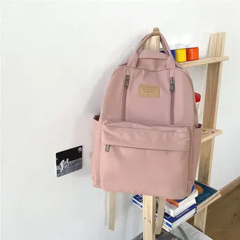 Милый школьный рюкзак, эстетичный рюкзак, Сумочка для женщин, Розовая сумка для книг для девочек, сумка для книг в корейском стиле Изображение 2