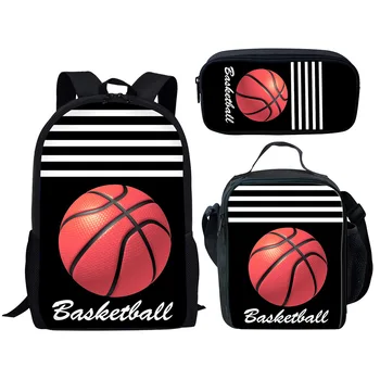 Популярный Баскетбол Футбол Бейсбол 3 шт./компл. Рюкзак 3D принт Студенческая сумка для книг Дорожный Рюкзак для ноутбука Сумки для ланча Пенал Изображение 2