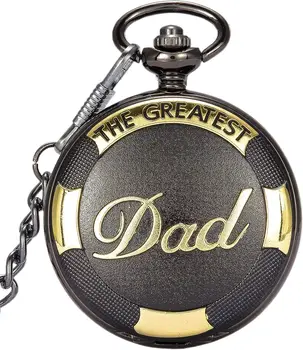 SwitchMe To My Greatest Dad Кварцевые Карманные часы для папы, Часы с гравировкой, Брелок-Цепочка, Часы для папы, Подарки на День Рождения Изображение 2