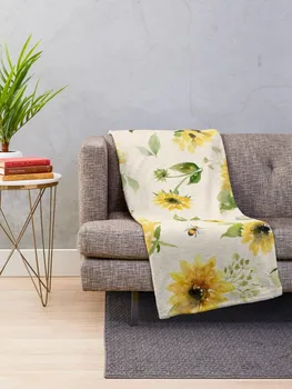Дизайнерское одеяло с подсолнухами и пчелами Изображение 2