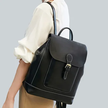 Рюкзак из натуральной воловьей кожи, студенческий школьный рюкзак, сумки на одно плечо, Модная дорожная сумка, Женский рюкзак из натуральной кожи