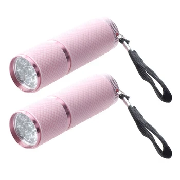 2 Наружных мини-фонарика с 9 светодиодами с розовым резиновым покрытием