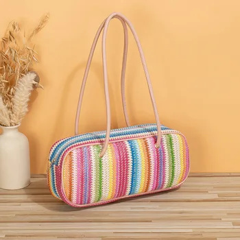 Женская сумка Новая радужная тканая длинная сумка для рук, горизонтальная подушка, повседневная маленькая сумка