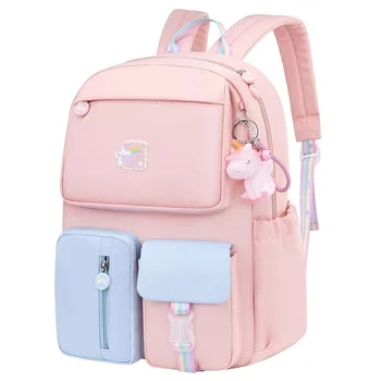 2023 Подвеска в виде пони, радужный плечевой ремень, школьная сумка для девочек-подростков, детские водонепроницаемые рюкзаки, детские школьные сумки, сумки для книг