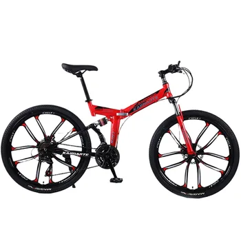 Складной велосипед с двойной амортизацией с износостойкой шиной, прочный горный велосипед, 26 дюймов